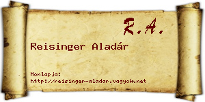 Reisinger Aladár névjegykártya